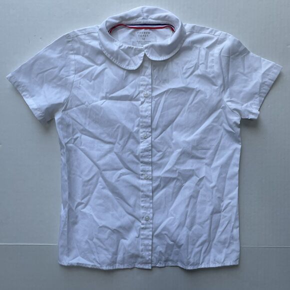 French Toast Girls Navy/White Peter Pan Collared Pleated Dress Skirt Uniform L - Picture 9 of 12